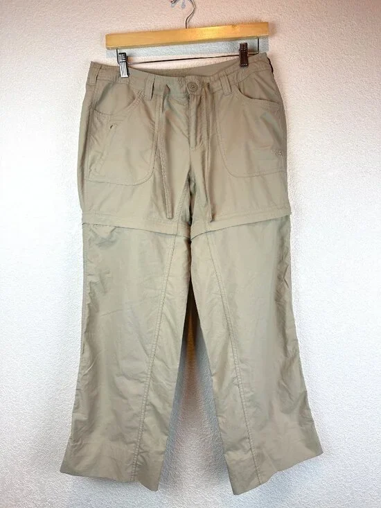 The North Face Convertible Hiking Pants Womens US 8 Khaki Zip Off Nylon Camping - Picture 3 of 12
